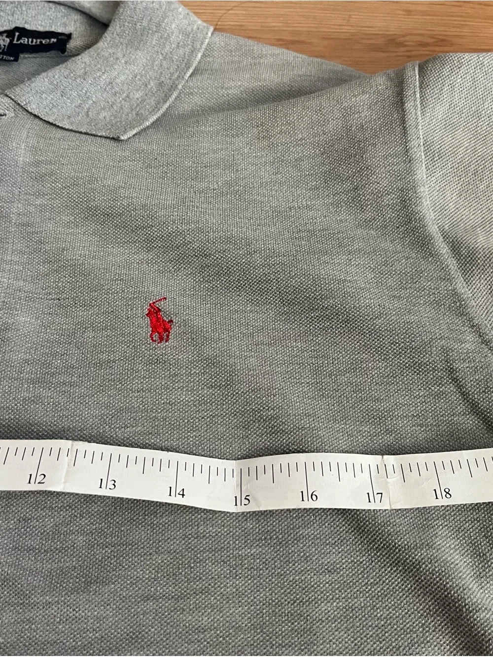 Ralph Lauren Light Gray Polo with Red Pony Embroidery